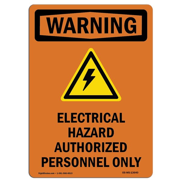 Safety Sign, OSHA WARNING, 5" Height, Electrical, Portrait, 10PK
